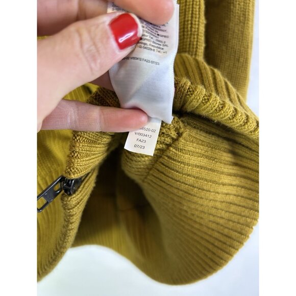 Athleta En Route Chunky Knit Zip Cardigan Sweater Green Yellow - Picture 6 of 9